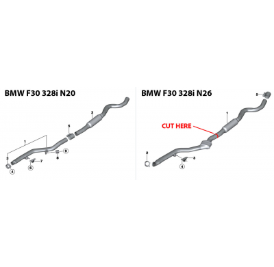Connecting Sleeve Pipefor the Oem Secondary Catalytic(Weld on Connection) - Bmw F32 Coupè 428i 2.0t (N26 245 Cv) 2013 -> 2016 (W