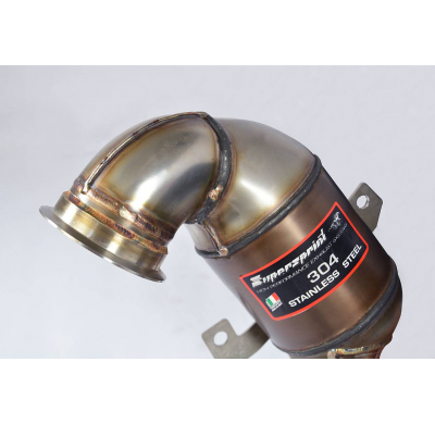 Kit bajante turbo + Catalizador Metalico 100 CPSI WRC Sistema 100% de acero inoxidable, sobredimensionado Ø76mm-> Ø70mm - Solo k