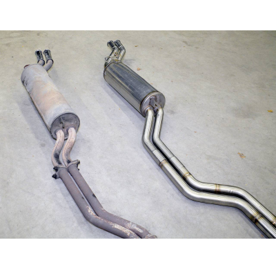 Silencioso trasero OO54 Sistema silencioso doble central + trasero para downpipe OEM Solo sistema completo  ALPINA B7 S (E24) 3.