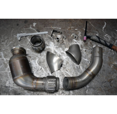 Turbo Downpipe Kit +  Catalizador Metalico Izquierdoaccepts the Stock "Cat.-Back" System - Bmw F10 / F11 550i V8 Lci 2012-> Supe