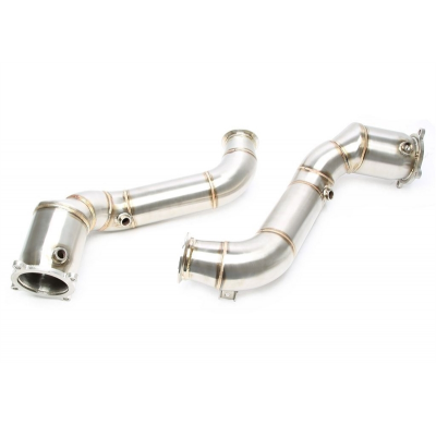 Downpipe de acero inoxidable TA Technix 3,5 Downpipe, juego de 2 piezas con 2 conexiones para sonda lambda cada una  Valido para