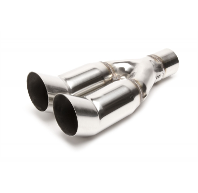 TA Technix tubo de escape acero inoxidable universal 2 x 76mm DTM redondo, longitud:340mm, conexión: 60,5mm tubo de escape solda