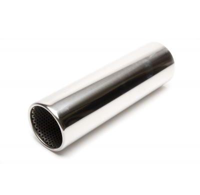 TA Technix tubo de escape de acero inoxidable 100 mm redondo, longitud: 340 mm tubo de escape soldado con amortiguador perforado