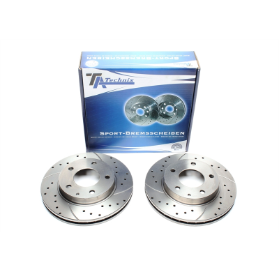 Juego de discos de freno TA Technix Sport eje delantero perforado + ranurado + ventilado internamente  Valido para: Ford USA Pro