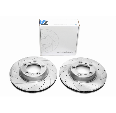 TA Technix sport brake disc set front axle perforated + slotted + internally ventilated OEM- Comparison number: 99635140902, 996