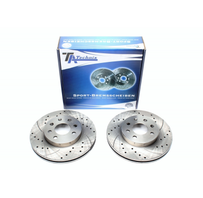 Juego de discos de freno TA Technix Sport eje delantero perforado + ranurado + ventilado internamente#Número de pieza ZOEM: 9628