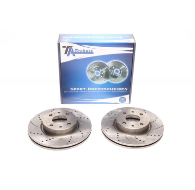 TA Technix sport brake disc set front axle perforated + slotted + internally ventilated OEM comparison number: 0046445005, 00608