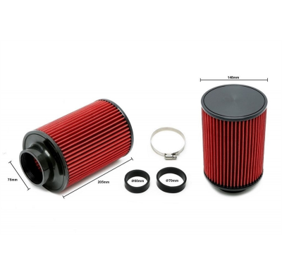 Filtro de aire deportivo TA Technix rojo ø148mm  Filtro universal redondo-cilíndrico Filtro ø 148mm longitud 235mm / 205mm con a