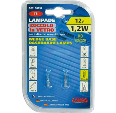 Blister 58092 De 2 Lamparas Economicas, T5, 12 V. S/C, 1.2 W. Valido Para Salpicadero.