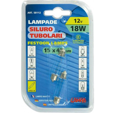 Blister 58112 De 2 Lamparas Economicas, Plafonier, 11x41, 12 V. 18 W. Valido Para Matricula Y Luz Auxiliar. 58112