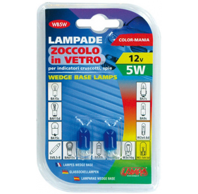 Blister 58360 De 2 Lamparas Economicas, Azul, Wb5w, 12 V. S/C, 5 W. Valido Para Salpicadero