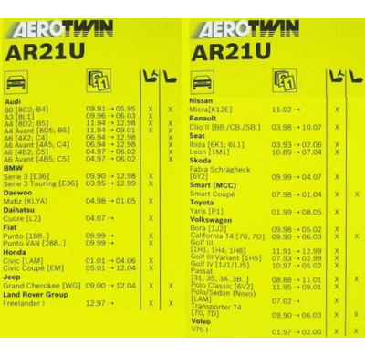 Escobilla Bosch Ar 21u Aerotwin. Equivale a Escobilla Valeo Xtrm  Um654 53 Cm. 21"