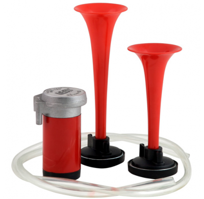 Kit Bocinas De Aire. Economicas. Sonaire. Contiene Electro Compresor + 2 Trompetas De Plastico. Rele Y Accesorios De Montaje