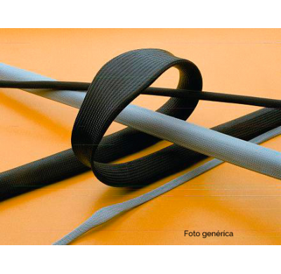 Bobina De 50 M. Tubo Expandible Negro Poliester 12 Mm. Tipo Piel De Serpiente