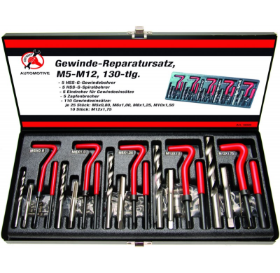 Kit Reparación Helicoil M5-M12 - 130 Piezas