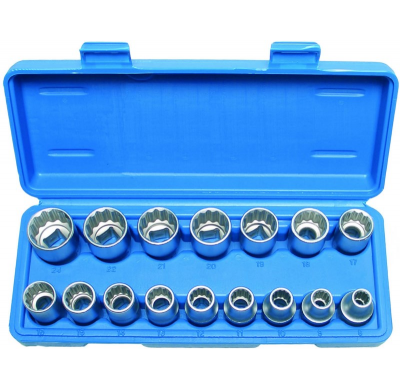 Juego De Vasos Cortos 12 Caras 1/2" - 16 Piezas