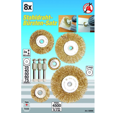 Juego De Cepillos De Acero - 8 Piezas