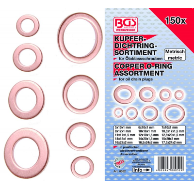 Arandelas De Cobre Para Tapones De Carter - 150 Piezas