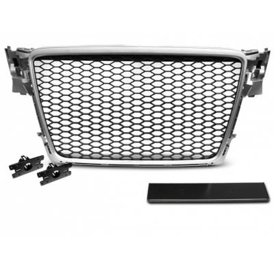 Parrilla Deportiva Audi A4 B8 08-11 Silver Rs-Style