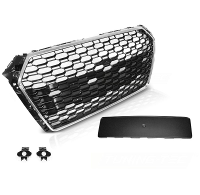 Parrilla delantera AUDI A4 B9 15-19 CHROME BLACK RS4 STYLE PDC