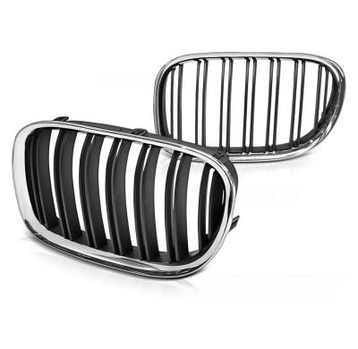 Parrilla Delantera Bmw F01 09-07.12 Duble Bar Chrome Black