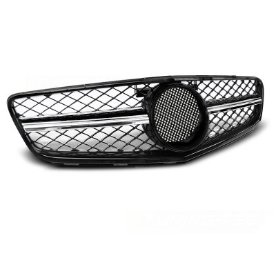 Parrilla Deportiva Mercedes W204 07-14 C63 Style Negro Brillante- Cromado