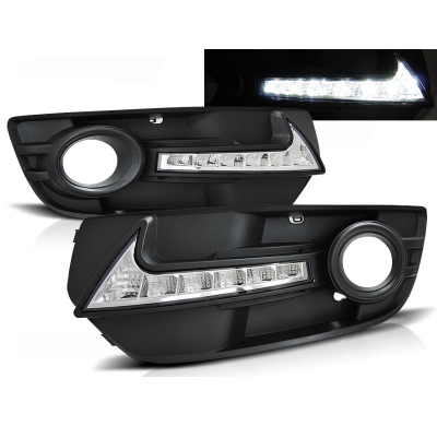 Faros Delanteros Luz Diurna Rejilla Antiniebla Audi Q5 08-12 Negro