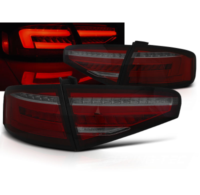 Pilotos Traseros Led Bar Rojo Ahumado Intermitente Dinamico Para Audi A4 B8 12-15 Sedan Con Halogena Serie