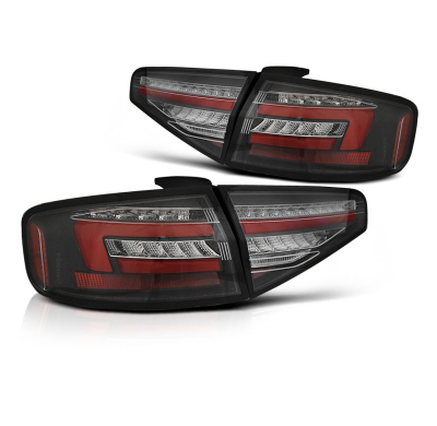 Pilotos Traseros Led Bar Negro Intermitente Dinamico Para Audi A4 B8 12-15 Sedan Con Halogena Serie