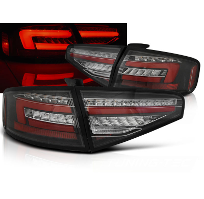 Pilotos Traseros Led Bar Negro Intermitente Dinamico Para Audi A4 B8 12-15 Sedan Con Halogena Serie