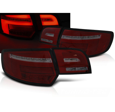 PILOTOS TRASEROS LED RED SMOKE compatible con AUDI A3 8P 5D 08-12 con intermitente dinamico