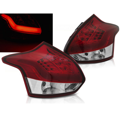Pilotos Traseros Led Ford Focus 3 11-10.14 Hatchback Rojo/Blanco Led Bar