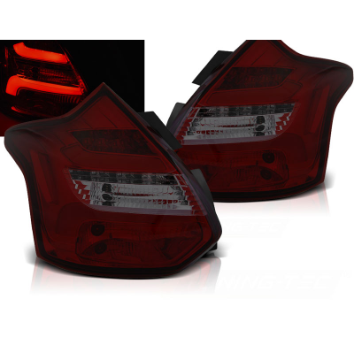 Pilotos Traseros Led Ford Focus 3 11-10.14 Hatchback Rojo Ahumado Led Bar Intermitentes Dinamicos