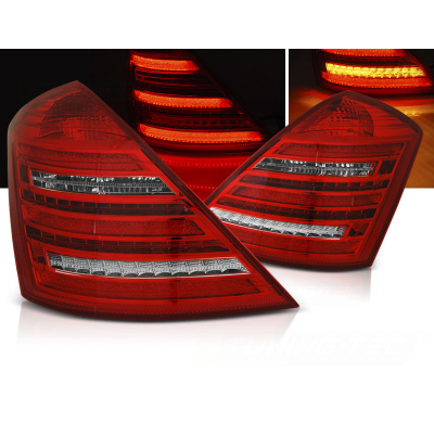 PILOTOS TRASEROS LED ROJO BLANCO INTERMITENTE DINAMICO W222 LOOK PARA MERCEDES W221 S-KLASA 05-09