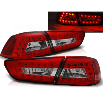 Pilotos Traseros Led Mitsubishi Lancer 8 Sedan 08-11 Rojo/Blanco Led