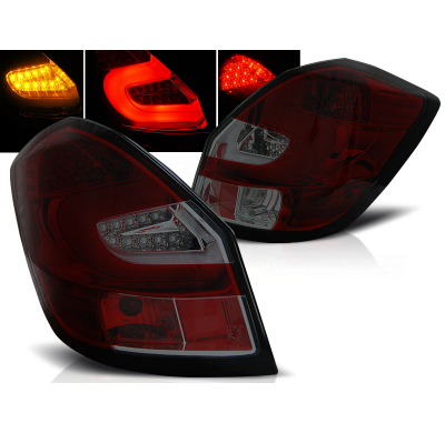 Pilotos Traseros Led Skoda Fabia Ii 07- 06.14 Rojo Ahumado Led Bar
