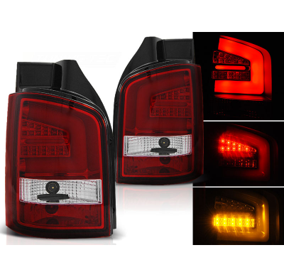 Pilotos Traseros Led Vw T5 04.03-09 Rojo/Blanco Led Bar