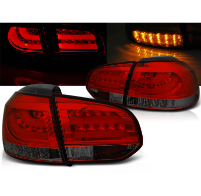 Pilotos Traseros Led Vw Golf 6 10.08-12  Rojo Ahumado Led Bar