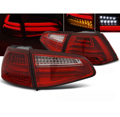 Pilotos Traseros Led Vw Golf 7 13- Rojo/Blanco Led Bar