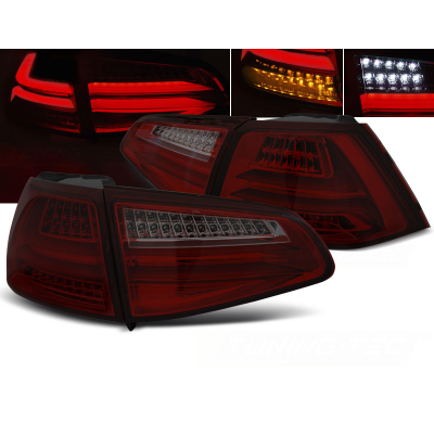 Pilotos Traseros Led Vw Golf 7 13- Rojo Ahumado Led Bar