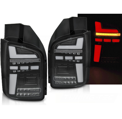 PILOTOS TRASEROS INTERMITENTE LED FULL NEGRO VW T5 04.03-09 con intermitente dinamico
