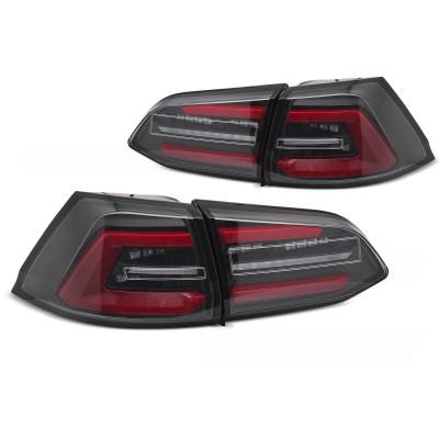 PILOTOS TRASEROS LED NEGRAS CON INTERMITENTE DINAMICO ROJO aptas para VW GOLF 7 13-17 SW