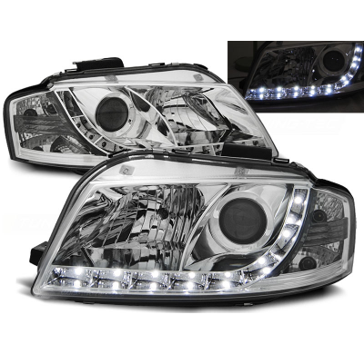 Faros Delanteros Luz Diurna Audi A3 8p 05.03-03.08 Cromados