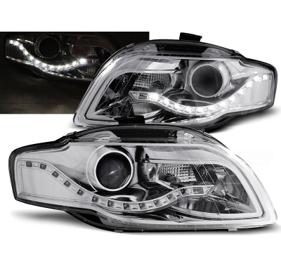 Faros Delanteros Luz Diurna Audi A4 B7 11.04-03.08 Cromados