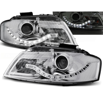 Faros Delanteros Luz Diurna Audi A3 8p 05.03-03.08 Cromados