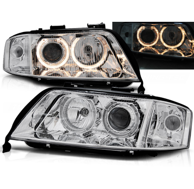 Faros Delanteros Angel Eyes Audi A6 10.99-06.01 Cromados