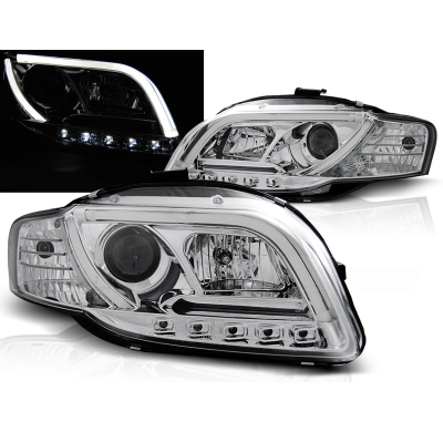 Faros Delanteros Luz Diurna Audi A4 B7 11.04-03.08 Led Tube Lights Cromado