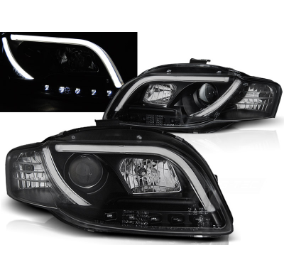 Faros Delanteros Luz Diurna Audi A4 B7 11.04-03.08 Led Tube Lights Negro