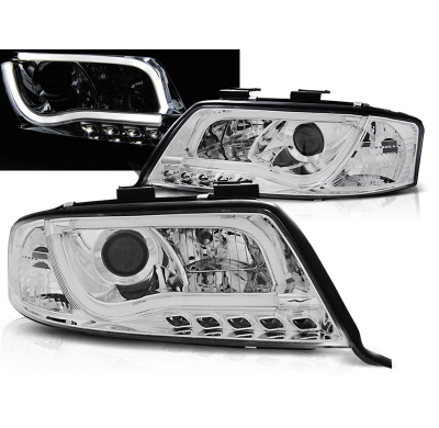 Faros Delanteros Luz Diurna Audi A6 05.97-05.01 Led Tube Lights Cromado