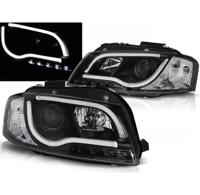 Faros Delanteros Luz Diurna Audi A3 8p 05.03-03.08 Led Tube Lights Negro